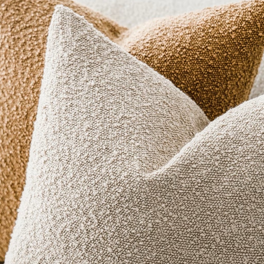 NWOT 2pk Set Decorative Textured Boucle Throw Pillow Covers Accent Solid Oatmeal - Picture 5 of 8